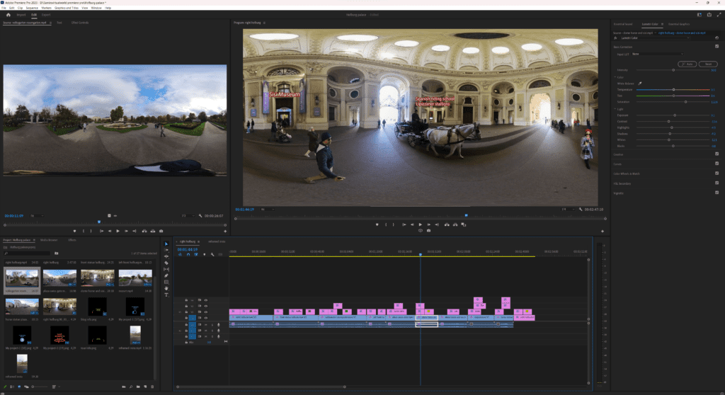 Editing a 360 VR video with Adobe Premeire pro after doing some edits with Insta360 Studio