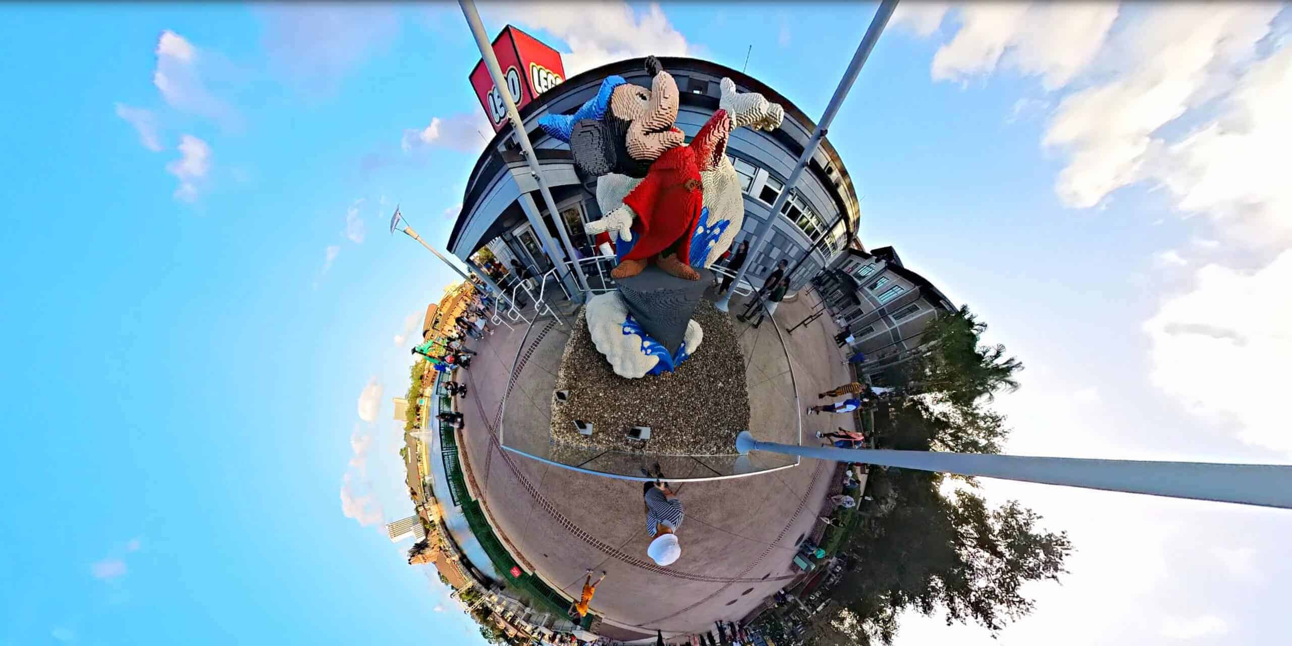 Tiny planet view
 made possible
 by a 360 camera