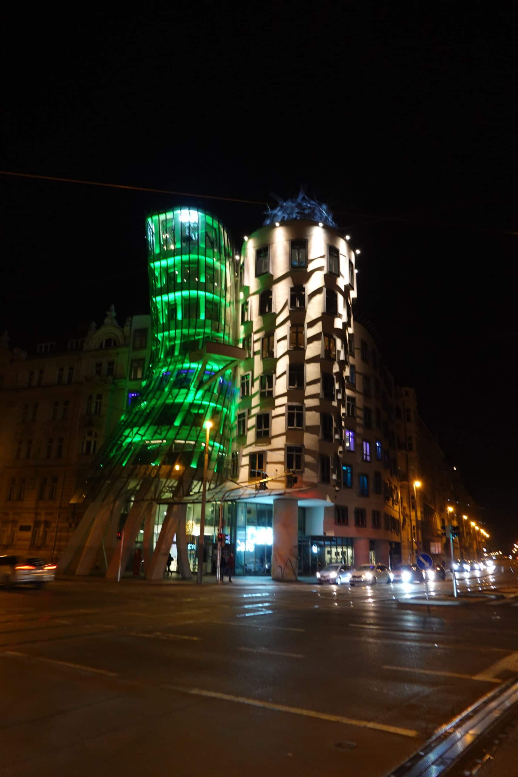 Dancing House Prague at night