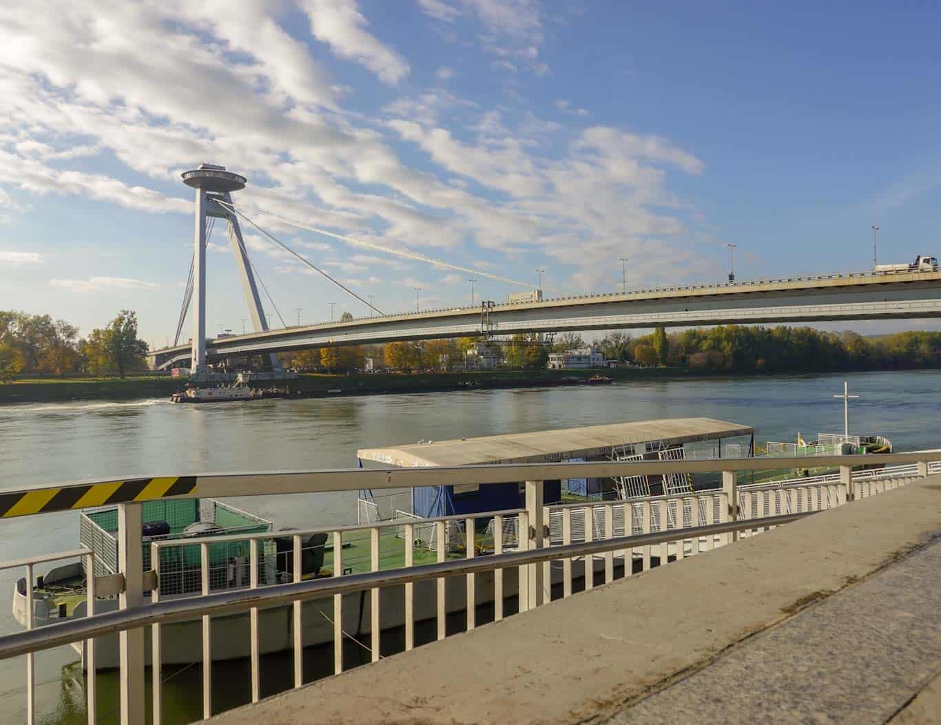 Danube River and UFO tower in Bratislava