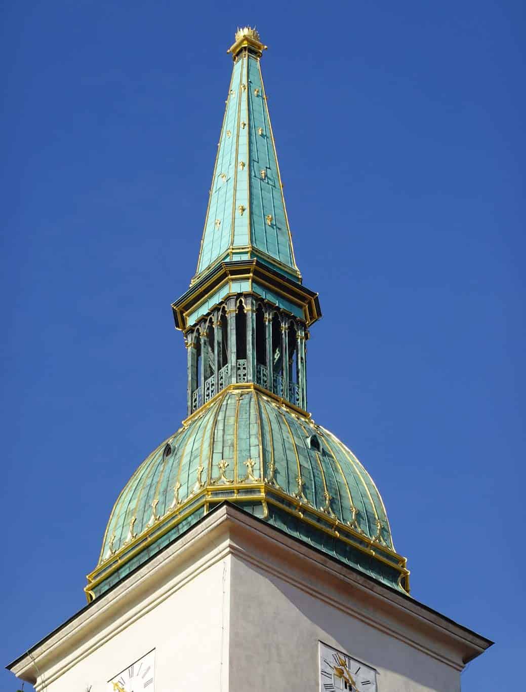 Hungarian crown replica atop St Martins Cathedral in Bratislava