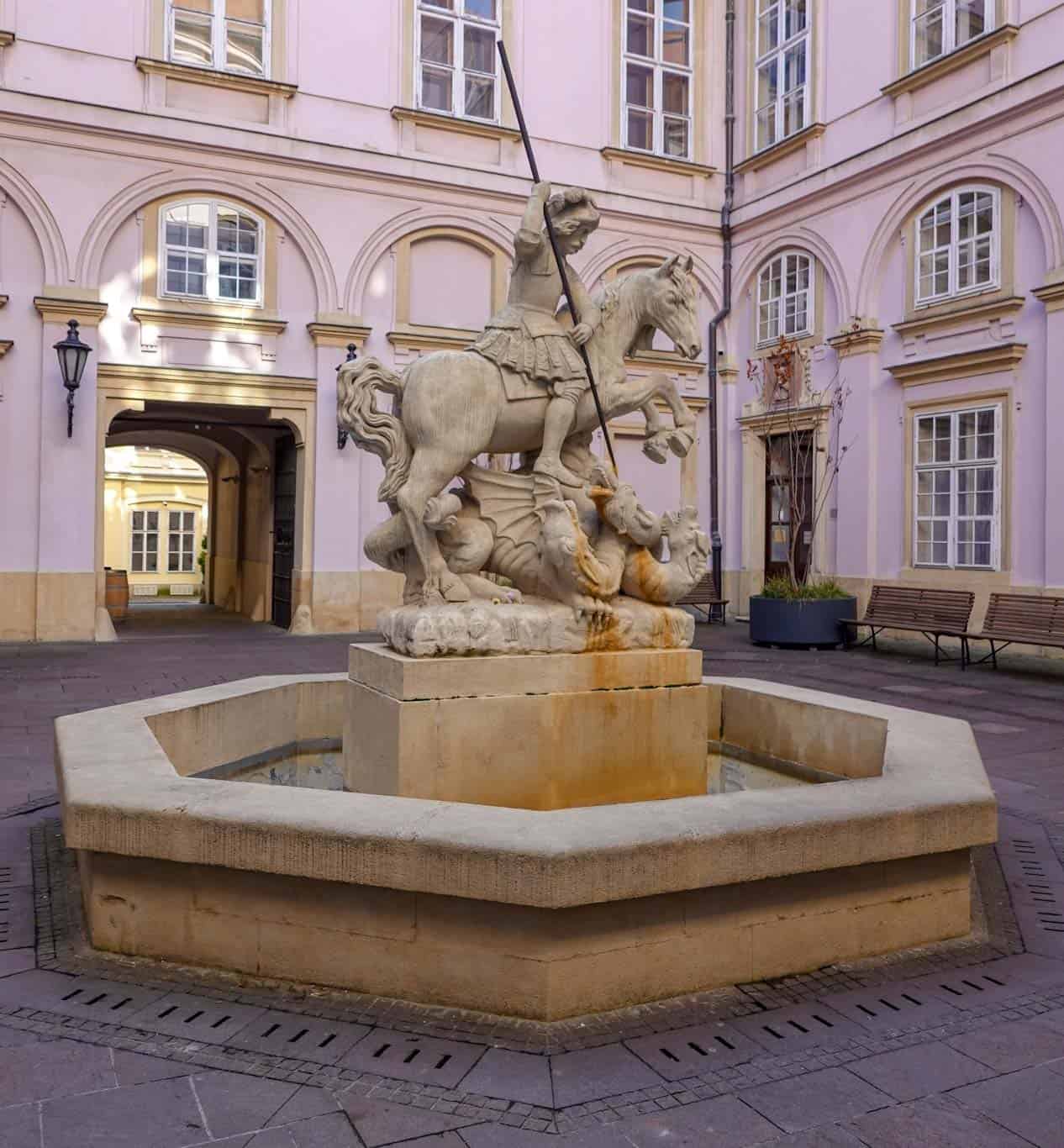 St George statue in Primate Castle in Bratislava