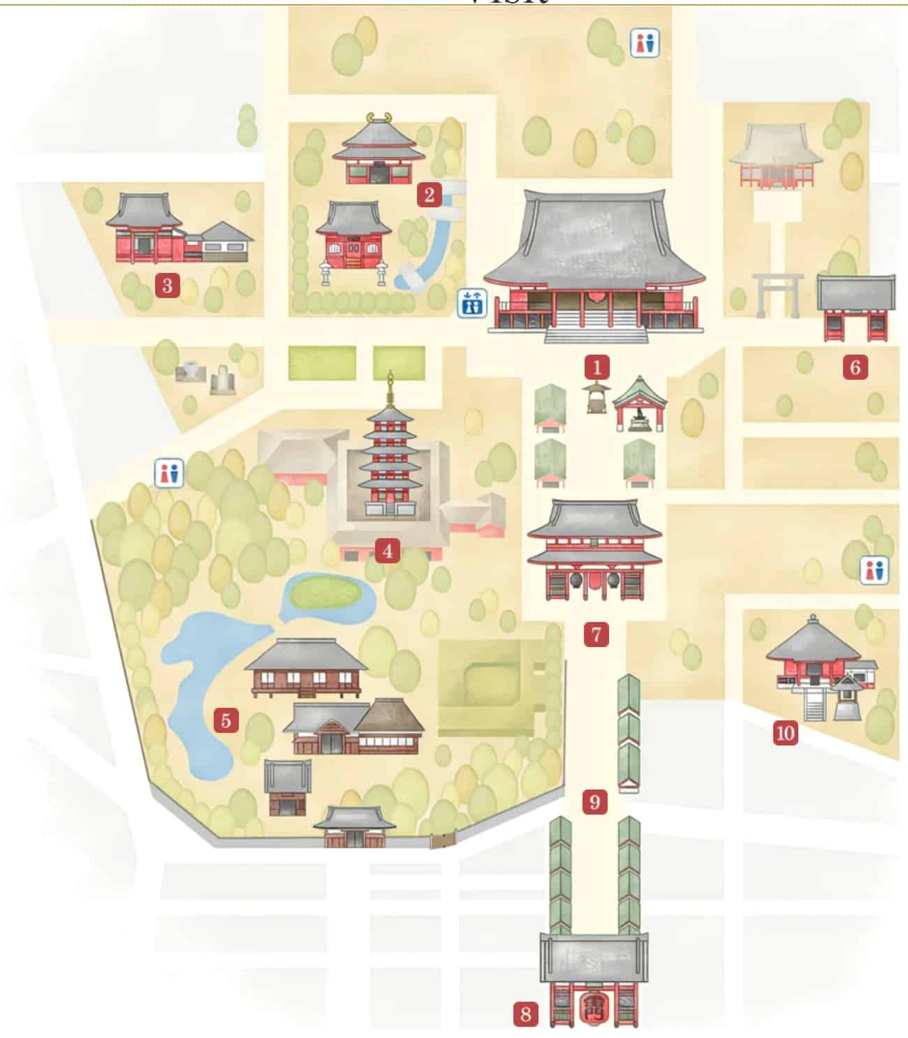 Sensoji temple map in Asakusa, Tokyo, Japan