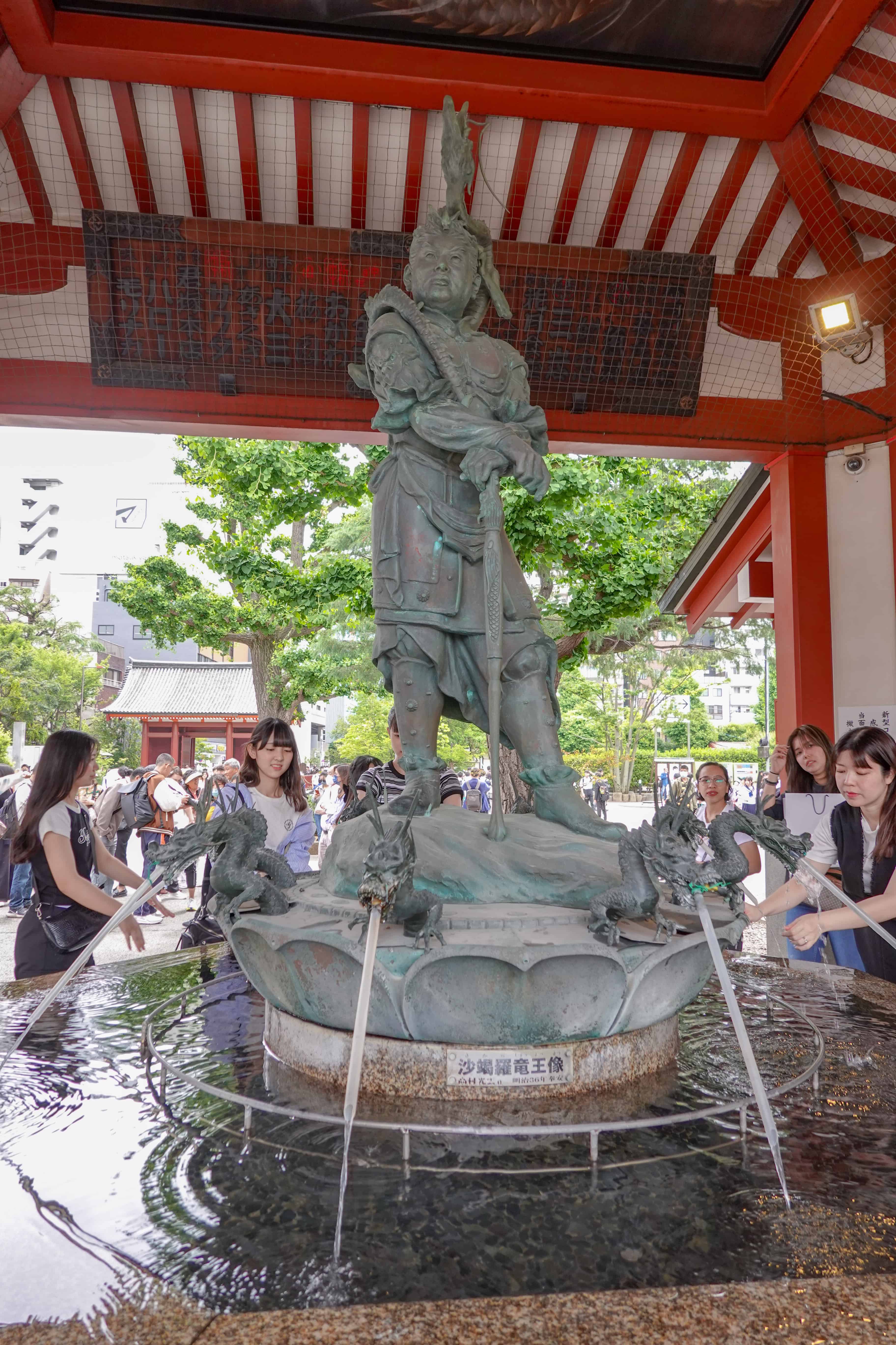 sensoji temple in asakusa tokyo dragon purification fountain