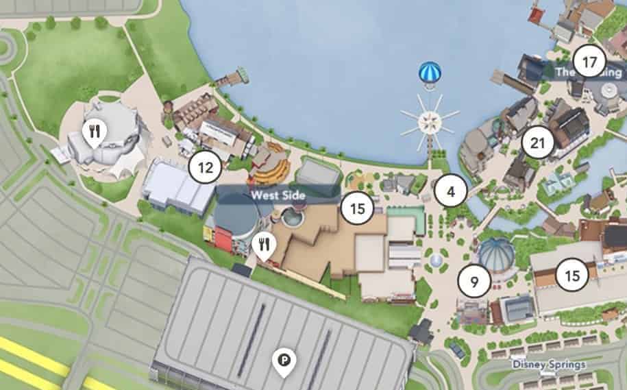 map of Disney Springs Orlando West side