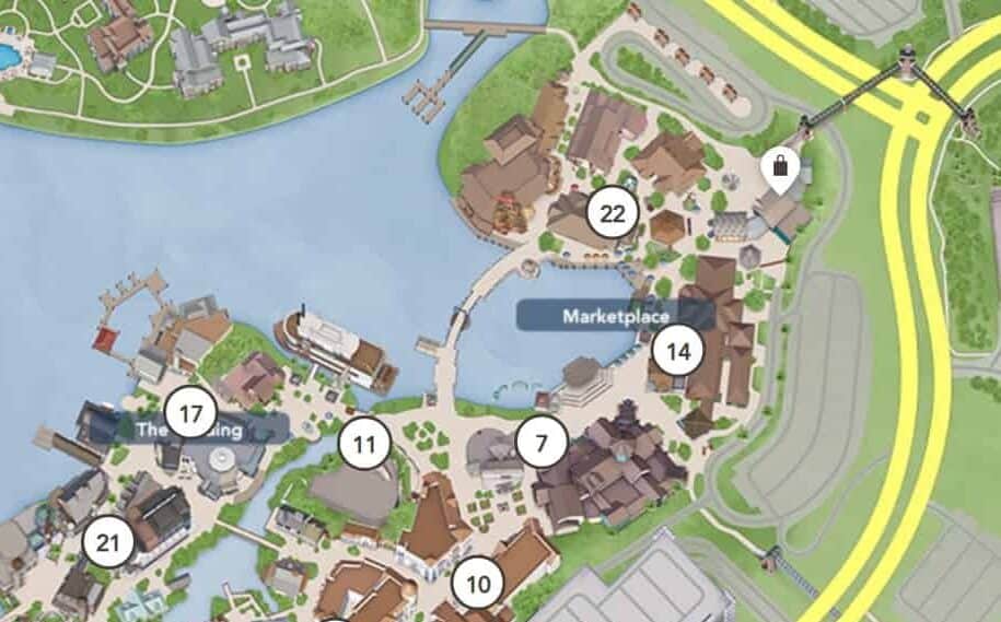 Map of Disney Springs Orlando: Marketplace