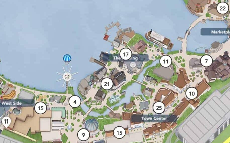 Map of Disney Springs Orlando: Landing