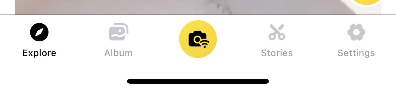 5 buttons across the bottom of the Insta360 app on your phone or tablet