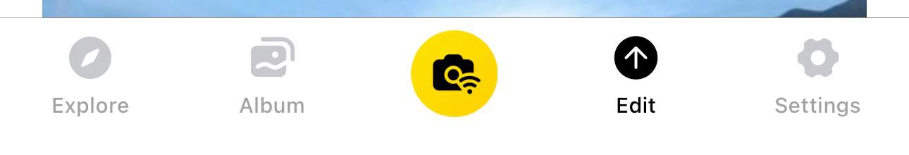Insta360 app bottom 5 buttons, choose album or edit to edit your 360 videos