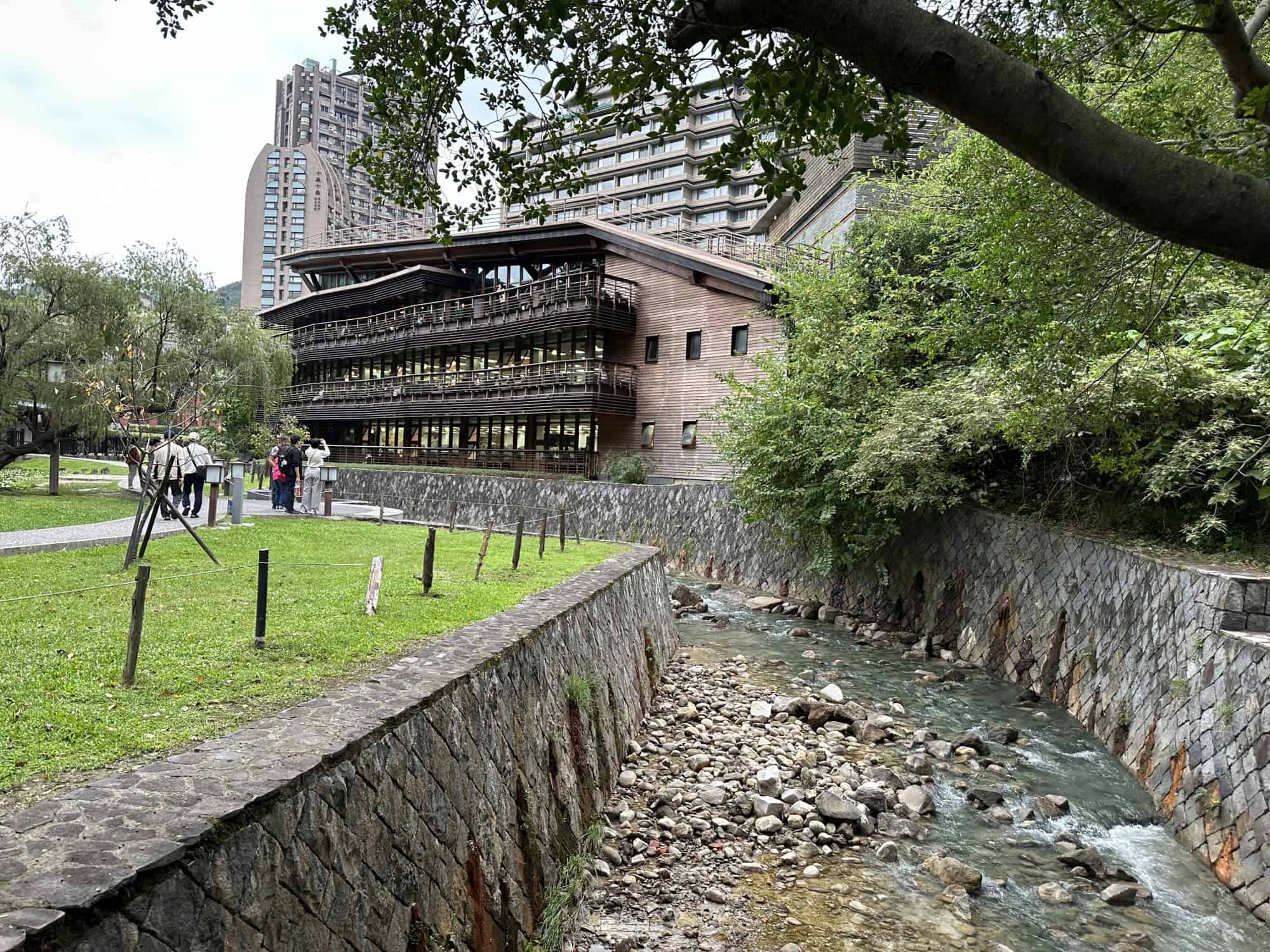 Beitou Park near taipei- library and hot springs stream